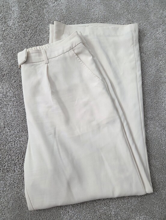 Skies Are Blue Pants - Skies Are Blue Wide Leg Cream Trousers